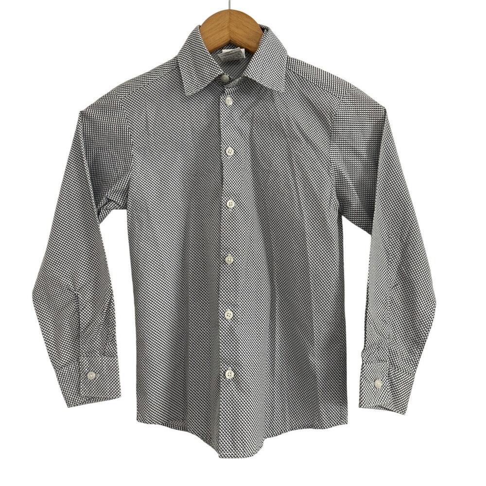 NWOT Van Heusen Boys Button Up Collared Dress Shirt Blue Gray 8